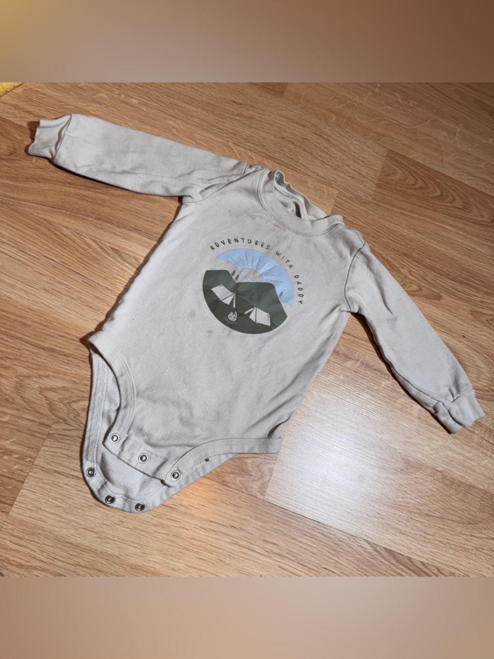 Neutral 'Adventures With Daddy' Graphic One-Piece Bodysuit